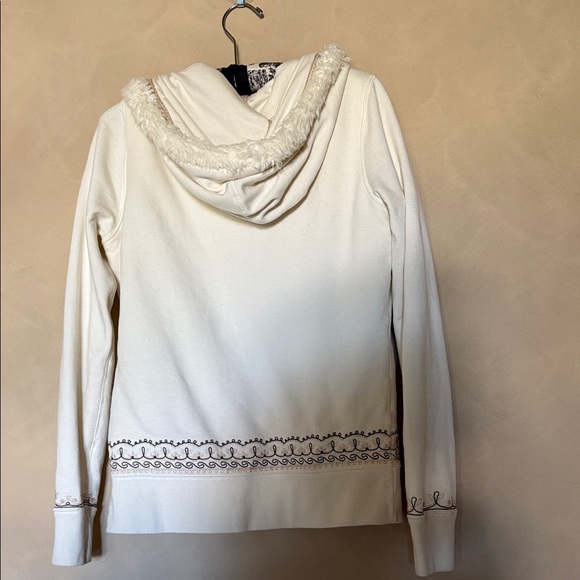 Lucky Brand Cream  Embroidered Hoodie Sweatshirt size M - Picture 3 of 5